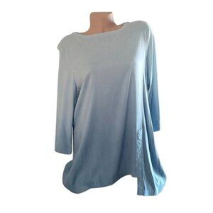 By JJ Ombre Asymmetrical Tunic Top 3/4 Sleeves Modal Blend Blue M